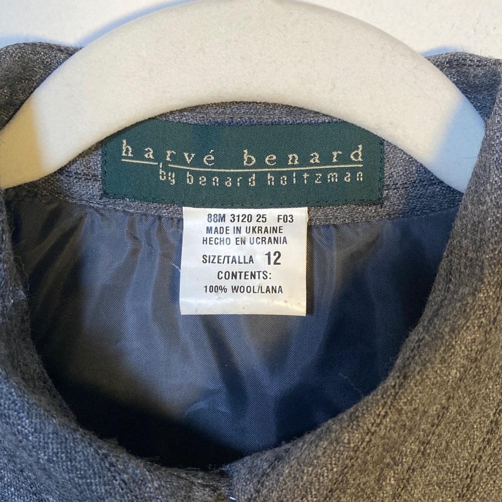 Y2K Harve Benard Wool Cropped Shacket 12 Pinstripe Charcoal Gray Stockholm Style - Picture 2 of 9
